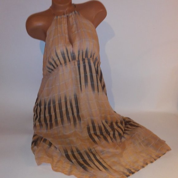 Akemi + Kin Dress Anthropologie Medium Orange Brown Maxi Sleeveless Lined High N - Picture 5 of 12